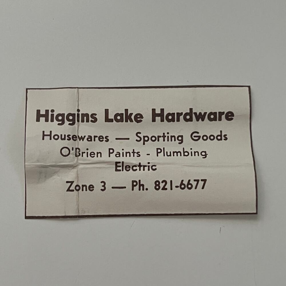 Higgins Lake Hardware Housewares O'Brien Paints Plumbing 1960s MI Ad SAJ9-S70 - Picture 2 of 2